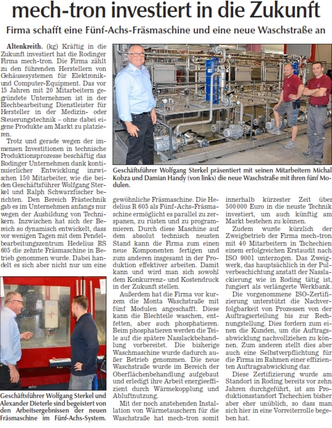Zeitungsbericht Zeitungsbericht 19082016